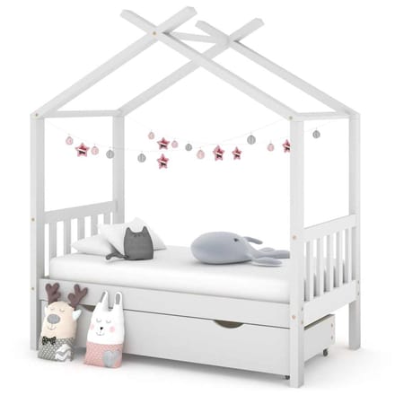 vidaXL - Kinderbedframe - met - lade - massief - grenenhout - 70x140 - cm - wit