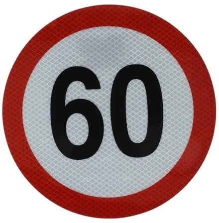maximale snelheidssticker 60 km/h - snelheid sticker 200 mm - snelheidsbeperking sticker - klasse 2