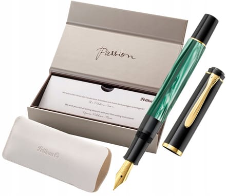 Pelikan Classic M200 Vulpen EF - Groen Marmer - Goud Verguld