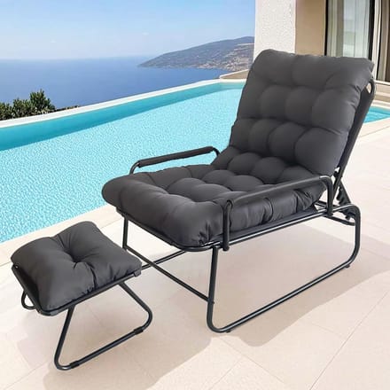 Buitenlounge stoel – Balkonstoel – Ligstoel – Tuinstoel – Relaxstoel – 5 Verstelbare Standen – Stevig Stalen Frame