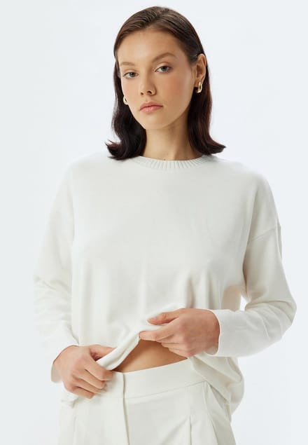 Rechte kraag Met gebruik van twee verschillende stoffen Sweatshirt