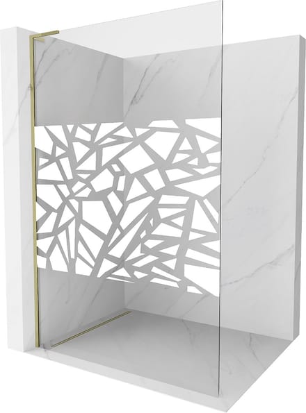 Mexen Kioto L inloopdouchewand 80 x 200 , wit patroon, goud - 800-080-103-50-85