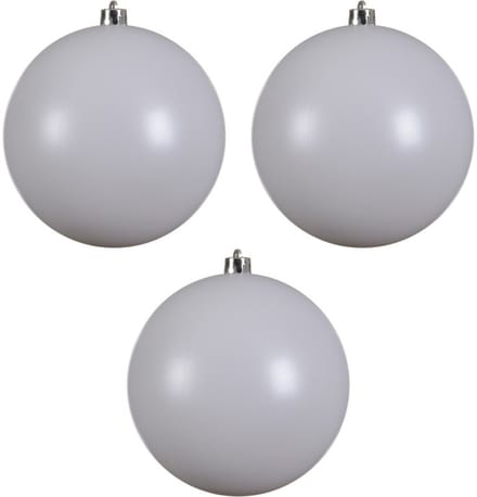 Decoris Kerstbal - 3x - wit - groot - 20 cm - kunststof - mat - kerstversiering