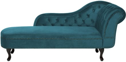 BELIANI NIMES - Chaise longue - Blauwgroen - Rechterzijde - Fluweel