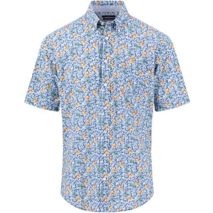 Fynch-Hatton Overhemd Premium Flower Pattern Button-Down Tangerine-Blue / male