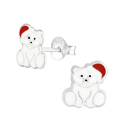Princess Oorbellen Icebear - 925 Zilver E-Coating - Beer - 7x8mm