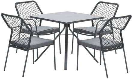 4-persoons tuinset - 4 Dido stoelen zwart - Rimini tafel