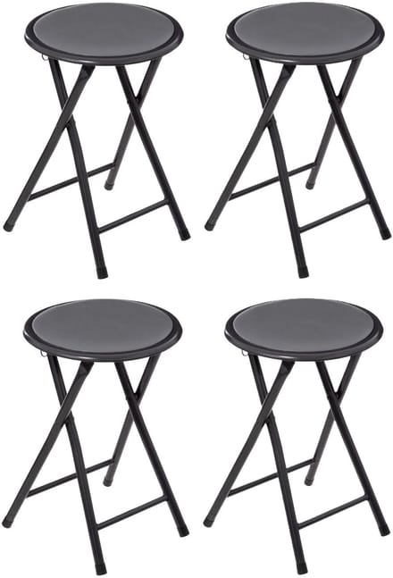 4x stuks bijzet krukje/stoel - Opvouwbaar - antraciet - 46 cm