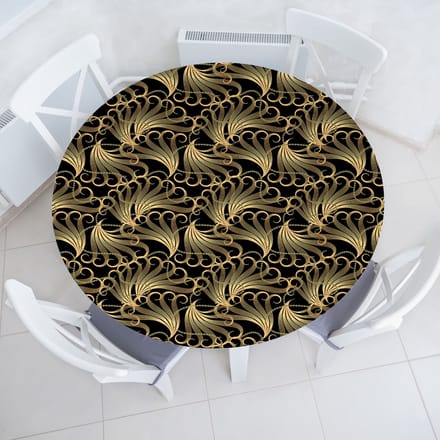 ABAKUHAUS Abstract Elastisch Rond Tafelkleed, Allround Elastisch Stoffen Tafelkleed, 90 cm - 100 cm, Anthracite Grey Light Brown