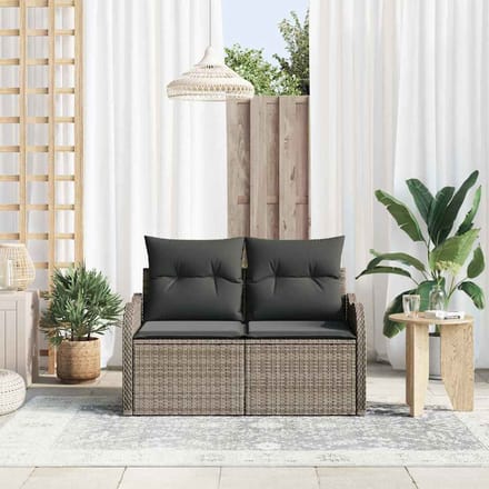 vidaXL - Tuin - Sofa - met - kussen - Grijs - 121 - x - 62 - x - 69cm - poly - rattan