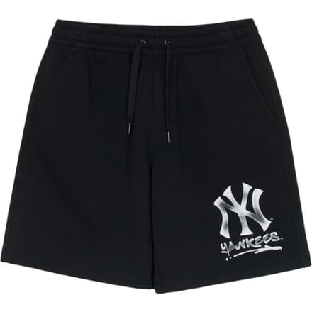 MLB New York Yankees Logo de Marque Lettre Lacets Cinq Points Short Décontracté Short Unisexe Noir 3ASPB0253-50BKS S black