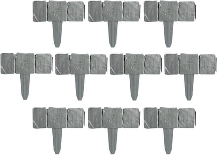 Tuin borderrand - Bodemafscheiding Grasrand - Tuin afscheiden - Realistische steenlook - 10 stuks - Grijs