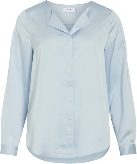 VILA - VIELLETTE V-NECK L/S SATIN SHIRT - NOOS - Dames - Blouses