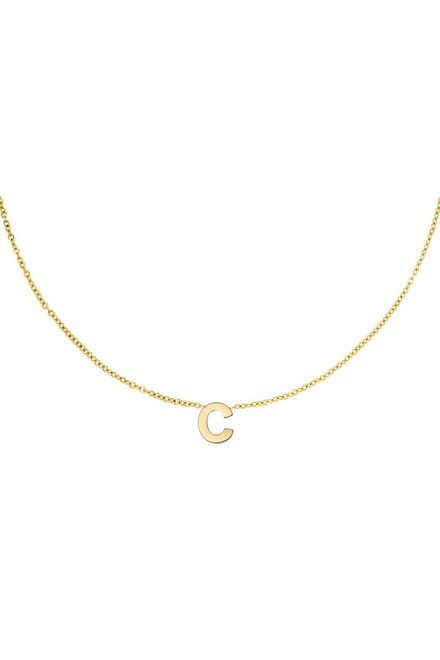 YW - Edelstalen ketting initiaal C Goud kleur Stainless Steel