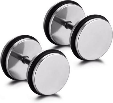 Dumbbell Stud oorbellen Edelstaal Zilverkleurig
