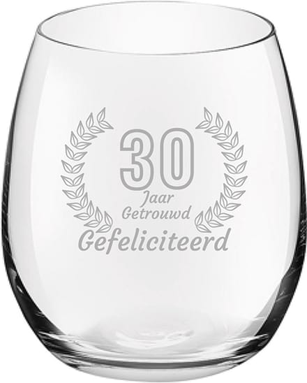 Gegraveerde Drinkglas 39cl Gefeliciteerd 30 jaar getrouwd