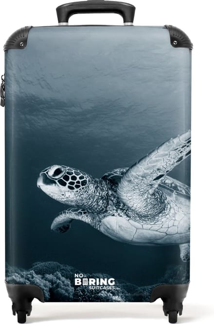 NoBoringSuitcases.com® - Koffer blauw - Schildpad trolley - 55x35x25