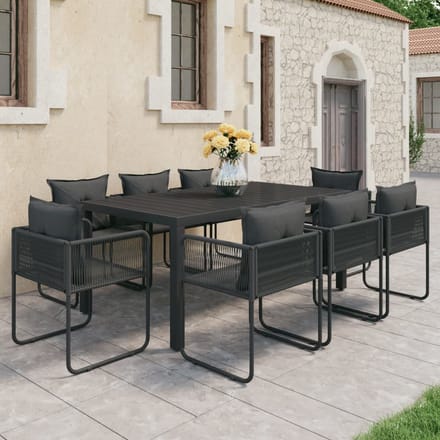 vidaXL - 9-delige - Tuinset - PVC-rattan - zwart