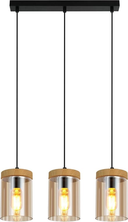 Glitzerlife Hanglampen - Hoogte verstelbaar - 3xE27 - IJzer Glas - Ø46cm