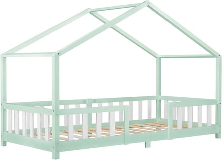 Kinderbed Treviolo huisbed 90x200 cm mint en wit [en.casa]