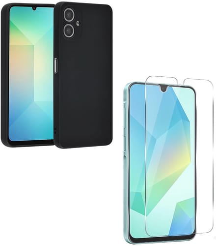 Hoesje Geschikt Voor Samsung Galaxy A06 - 2 screenprotectors - Flexibel - Zwart - Ar202
