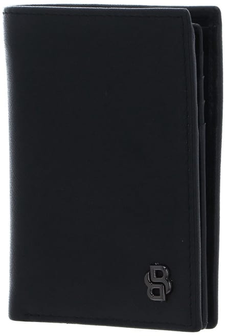 HUGO BOSS Leren portemonnee Double B Wallet Saffiano Black zwart