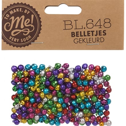 Klein gekleurde belletjes, circa 100 stuks, 0,5 cm
