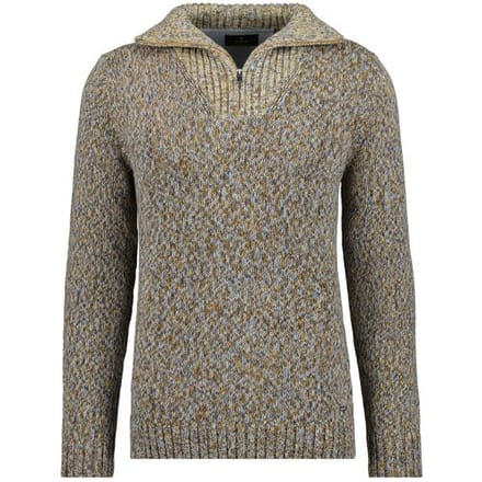 Ragman Trui Troyer Zip Cotton Knit Pullover Elbow Patches Oker-Grijs / male