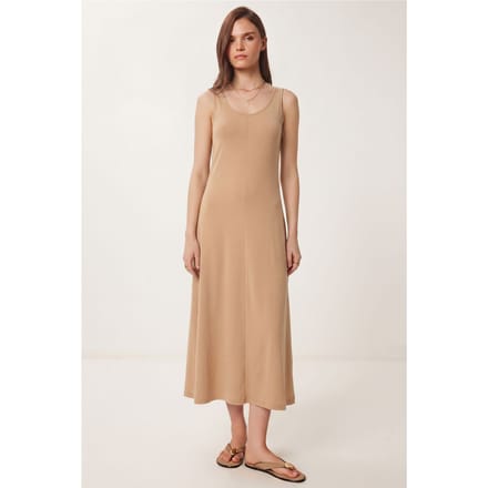 U Kraag Midi Jurk