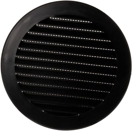 Rond Ventilatie Rooster 125mm met Insectenhor - Zwart