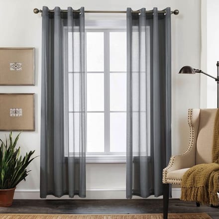 Voile-gordijnen met oogjes - Set van 2 - Transparant - Kunstlinnenlook - H260 x B140 cm - 100% polyester