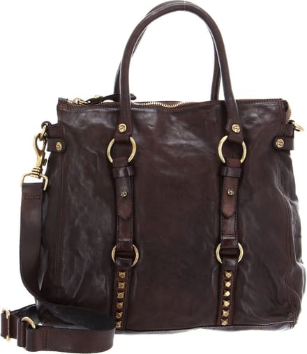 CAMPOMAGGI Leren Schoudertas Shopper Shopping Medium Moro Donkerbruin