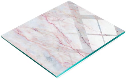 Keuken serveerplank van gehard glas met marmerprint, 60x52 cm