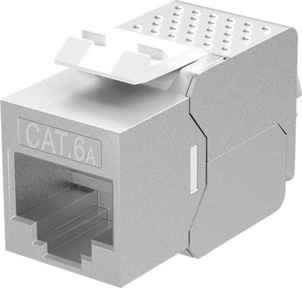 Pro Keystone module RJ45 CAT 6A STP slim-line: Keystone module RJ45 CAT 6A STP slanke uitvoering - Zilver - 0cm