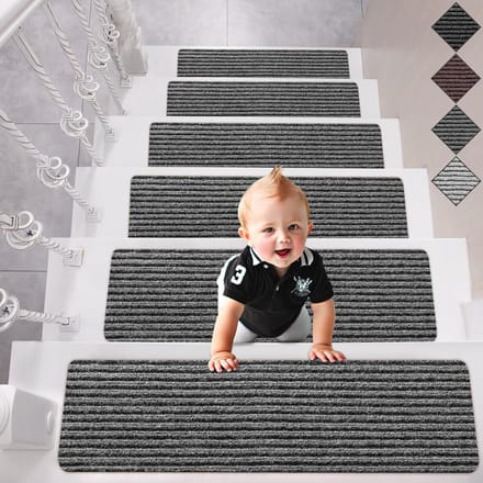 Antislip Trapmatten Set van 15 voor Houten Trappen - Donkergrijs, 76,2 x 20,3 cm - Veilig en Functioneel
