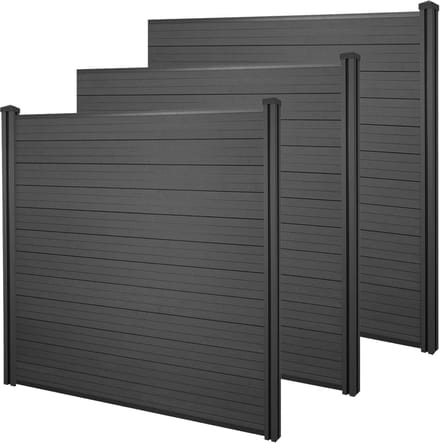 WPC privacyscherm Sarthe, windscherm, WPC palen ~ set van 3, 5,7m antraciet