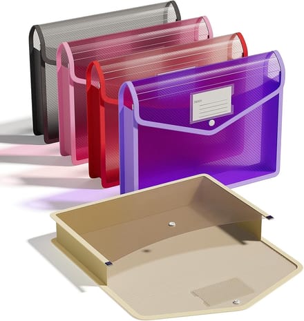 BOTC Documentenmap A4 - 5 stuks - Superdik - 33x 25x7 cm - Documententas - Projectmap - Zwart/Rood/Roze/Paars/Bruin