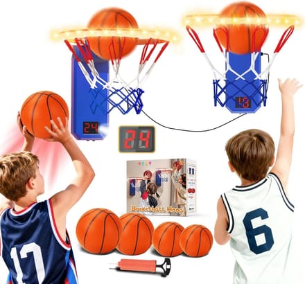 2-Speler LED Mini Basketbalring Set met Digitaal Scorebord voor Binnen
