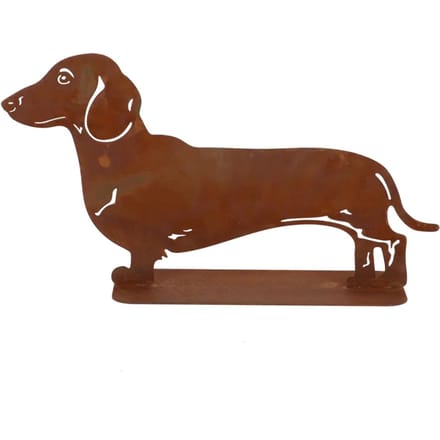 Décoration de Jardin Figurine de Chien Teckel en Acier Corten H30,6 Cm