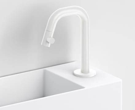 Clou Kaldur fonteinkraan 2x15.9cm korte uitloop rechts Wit mat