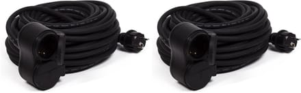 Benson Verlengsnoer rubber - 2x - 20 meter - spatwaterdicht IP44 - 3500W - 3-polig
