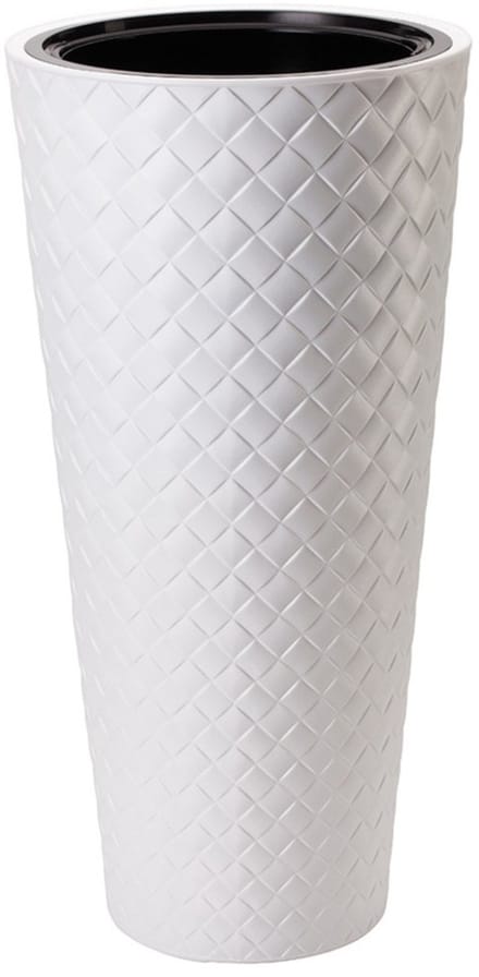 Form Plastic Plantenpot/bloempot Makata - kunststof - wit - D30 x H59 cm - met binnenpot