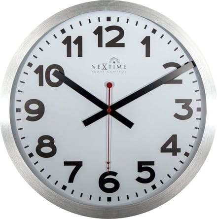 NeXtime Station Radio Controlled (DCF) – Wandklok – 35 cm – Aluminium – Wit