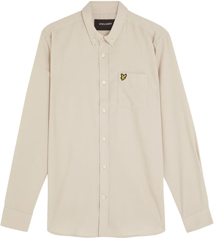 Lyle & Scott Plain Flannel Shirt - met lange mouwen - Heren Beige - Maat XL
