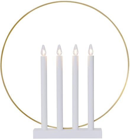 Star Trading Moderne kandelaar 'Glory', discreet, 4-vlammig, E10-lamp, witgoud, Ø 42 cm