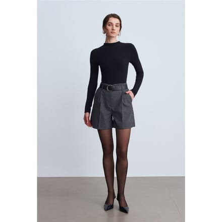 Hoog-Waist Broek met Ceintuur en Wijde Pijpen