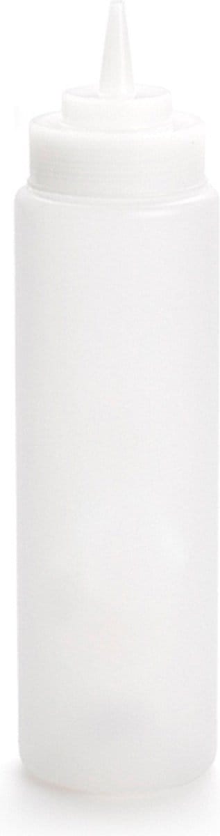 Plasticforte Doseerfles/sausfles - kunststof - transparant - met schenktuit - 700 ml - 18 cm