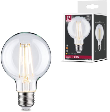 Filament 230 V LED Globe G80 E27 806lm 7,5W 2700K dimbaar Helder