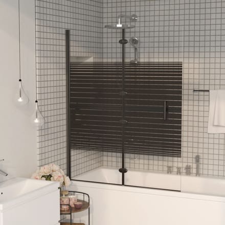 vidaXL - Douchewand - inklapbaar - 120x140 - cm - ESG - zwart