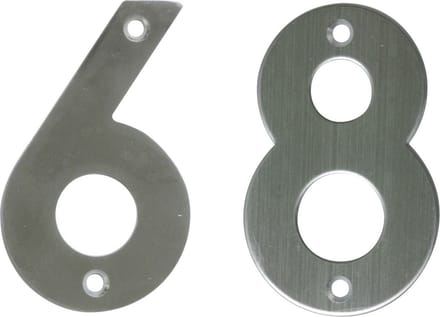 AMIG Huisnummer 68 - massief Inox RVS - 10cm - incl. bijpassende schroeven - zilver